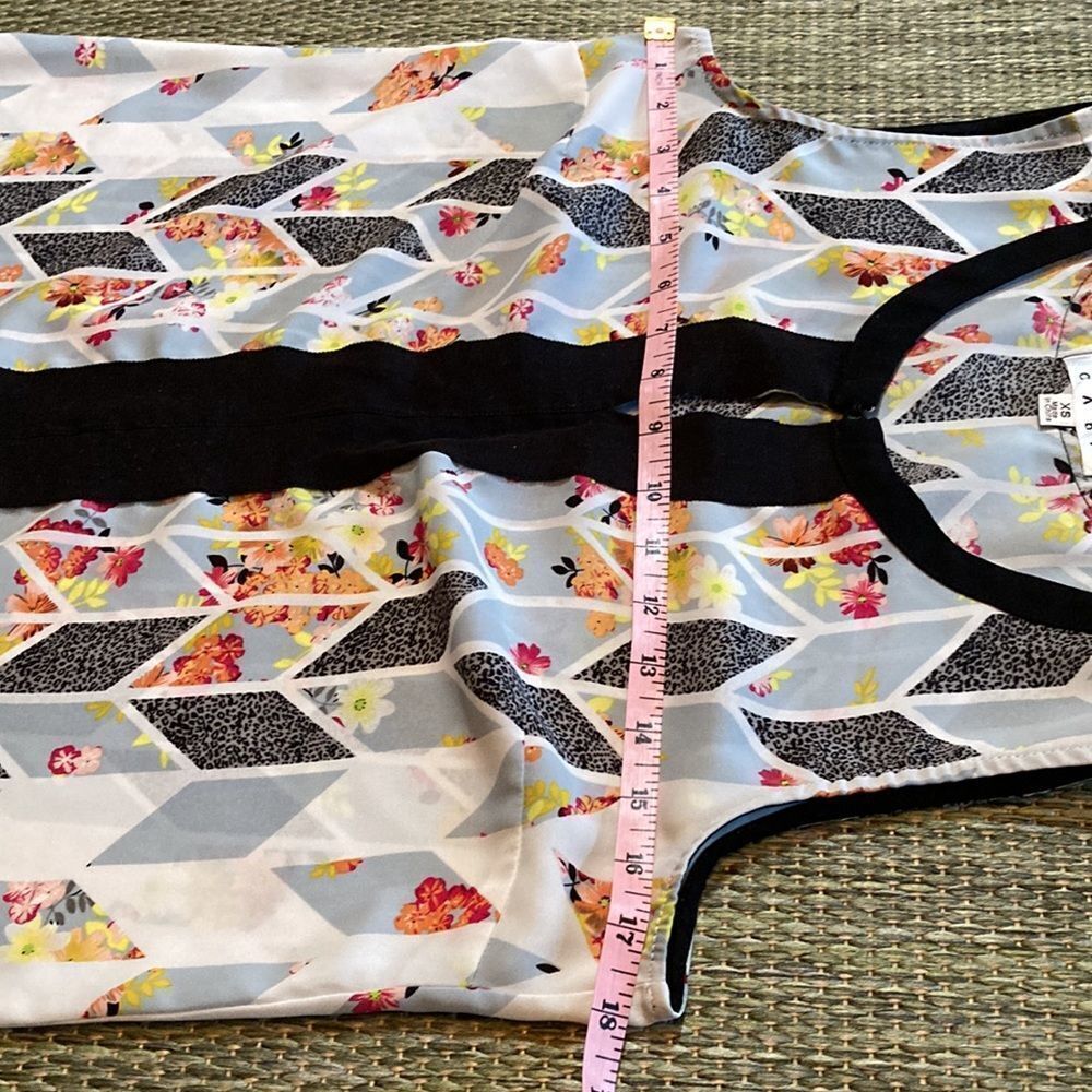 CAbi Sleeveless Floral Top With Black Trim - Picture 6 of 9